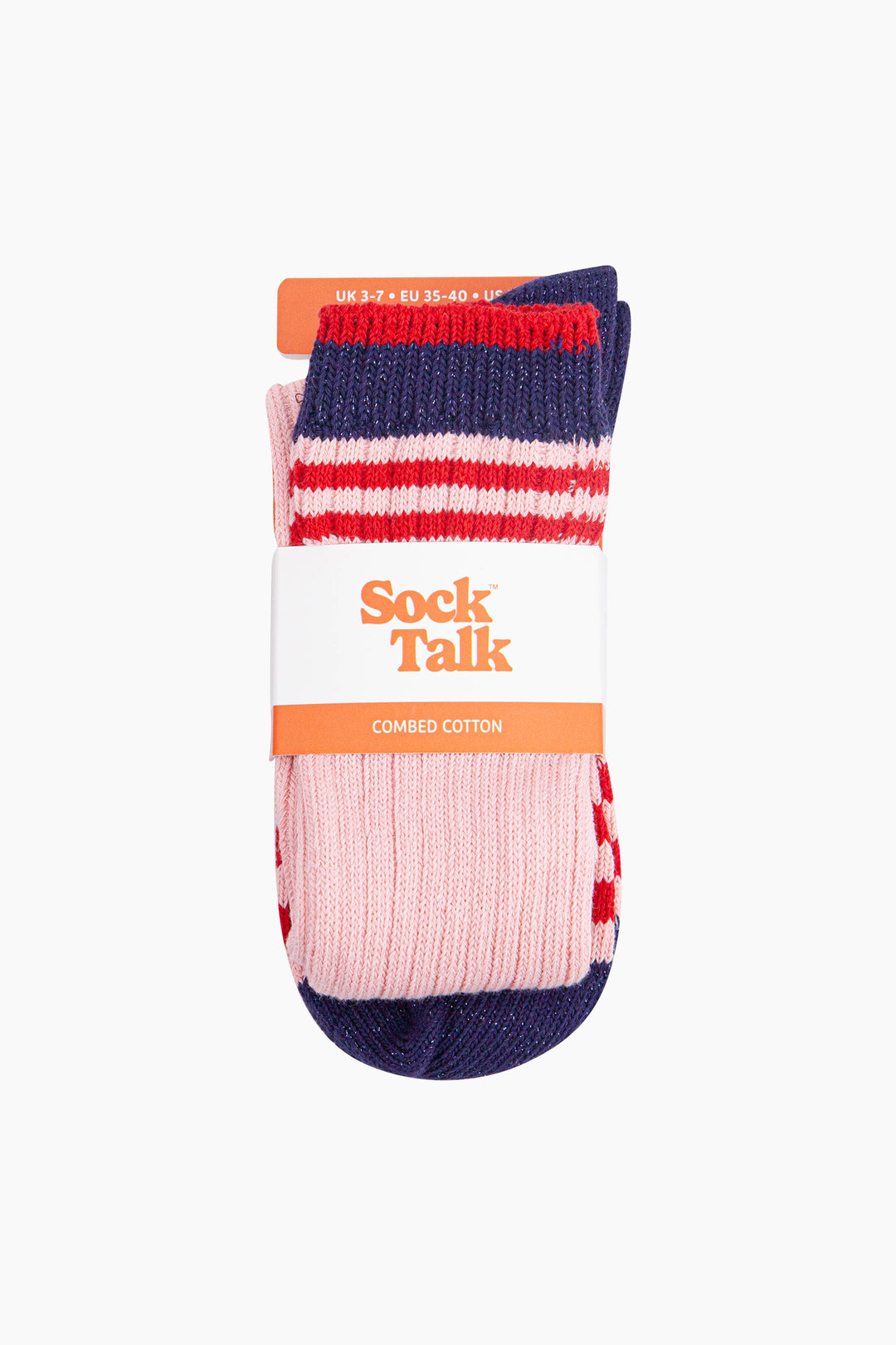 Striped-Combed-Cotton-Knee-High-Glitter-Socks-in-Pink-Navy-in-packaging