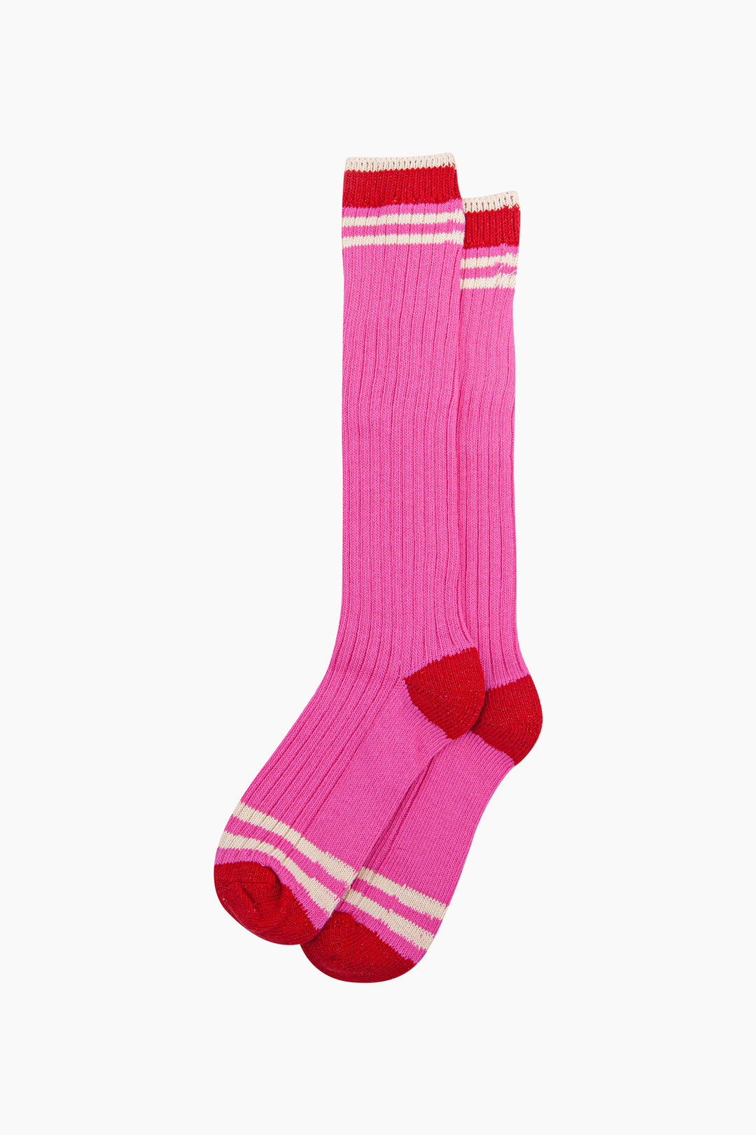 Striped-Combed-Cotton-Knee-High-Glitter-Socks-in-Pink-Red-flat-lay