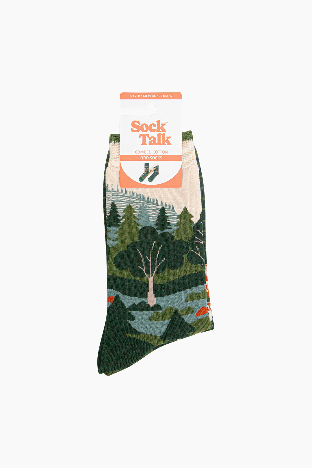 Woodland-Forest-Combed-Cotton-Odd-Socks-in-Green-In-Packaging