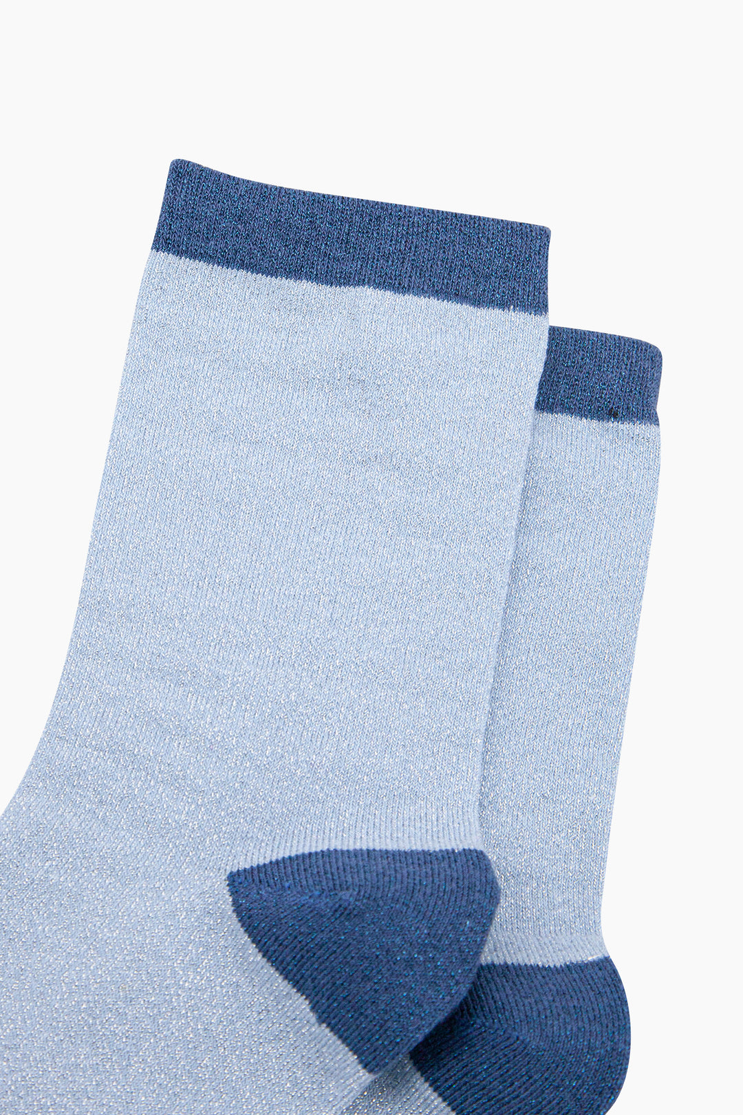 Plain Combed Cotton Glitter Socks in Blue