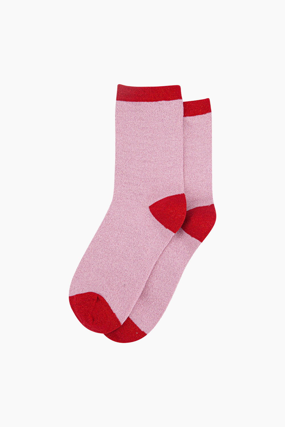 Plain-Combed-Cotton-Glitter-Socks-in-Pink-Red-flat-lay