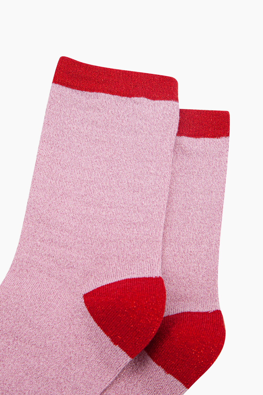 Plain-Combed-Cotton-Glitter-Socks-in-Pink-Red-close-up