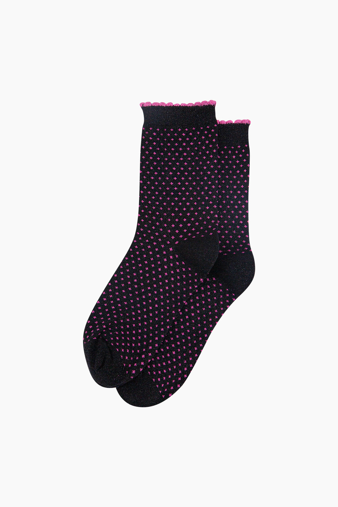 Polka-Dots-Combed-Cotton-Glitter-Socks-in-Black-flat-lay