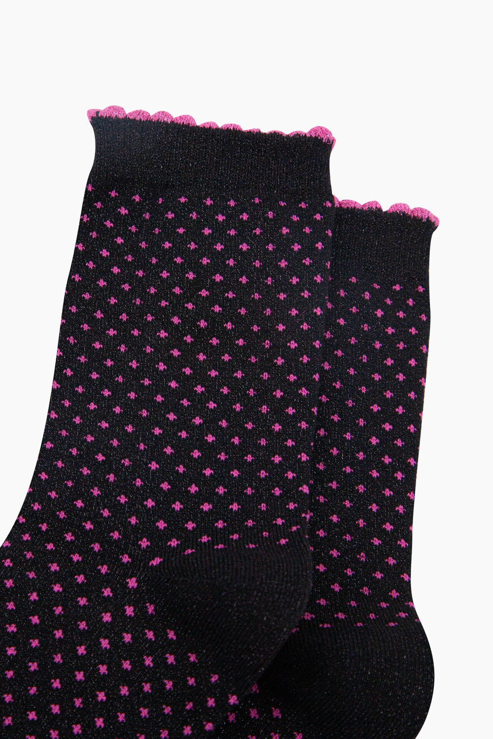 Polka-Dots-Combed-Cotton-Glitter-Socks-in-Black-close-up
