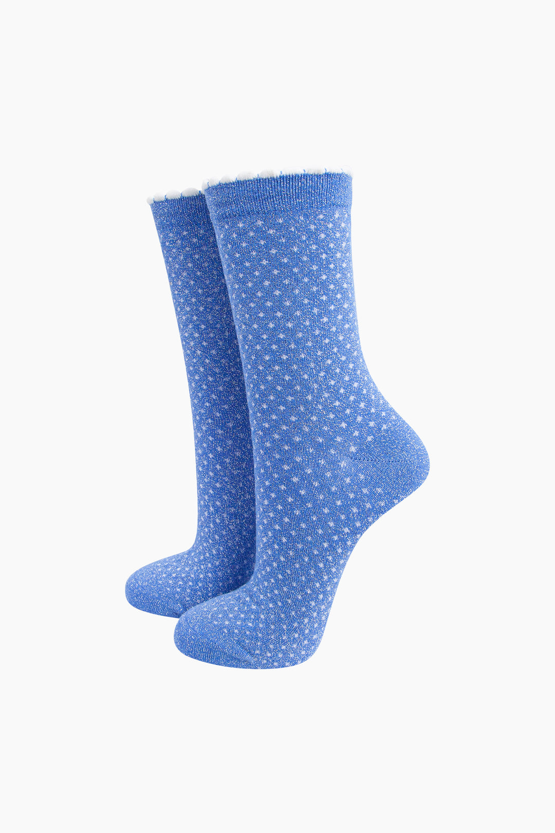 Polka-Dots-Combed-Cotton-Glitter-Socks-in-Blue-mannequin