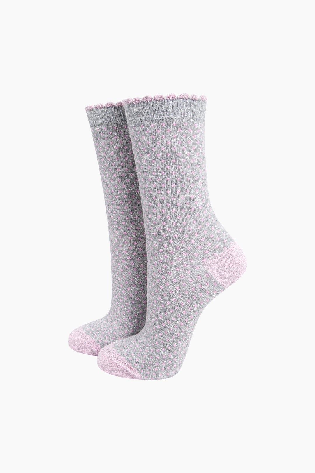 Polka-Dots-Combed-Cotton-Glitter-Socks-in-Grey-mannequin