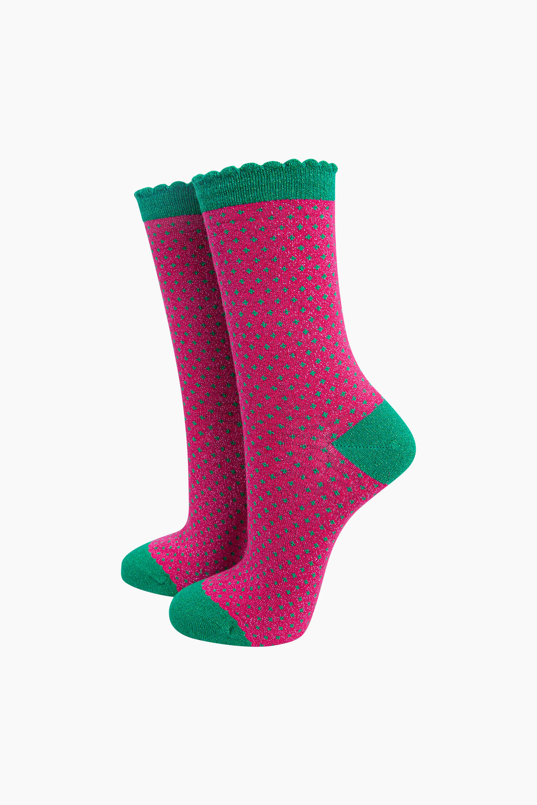 Polka-Dots-Combed-Cotton-Glitter-Socks-in-Hot-Pink-mannequin