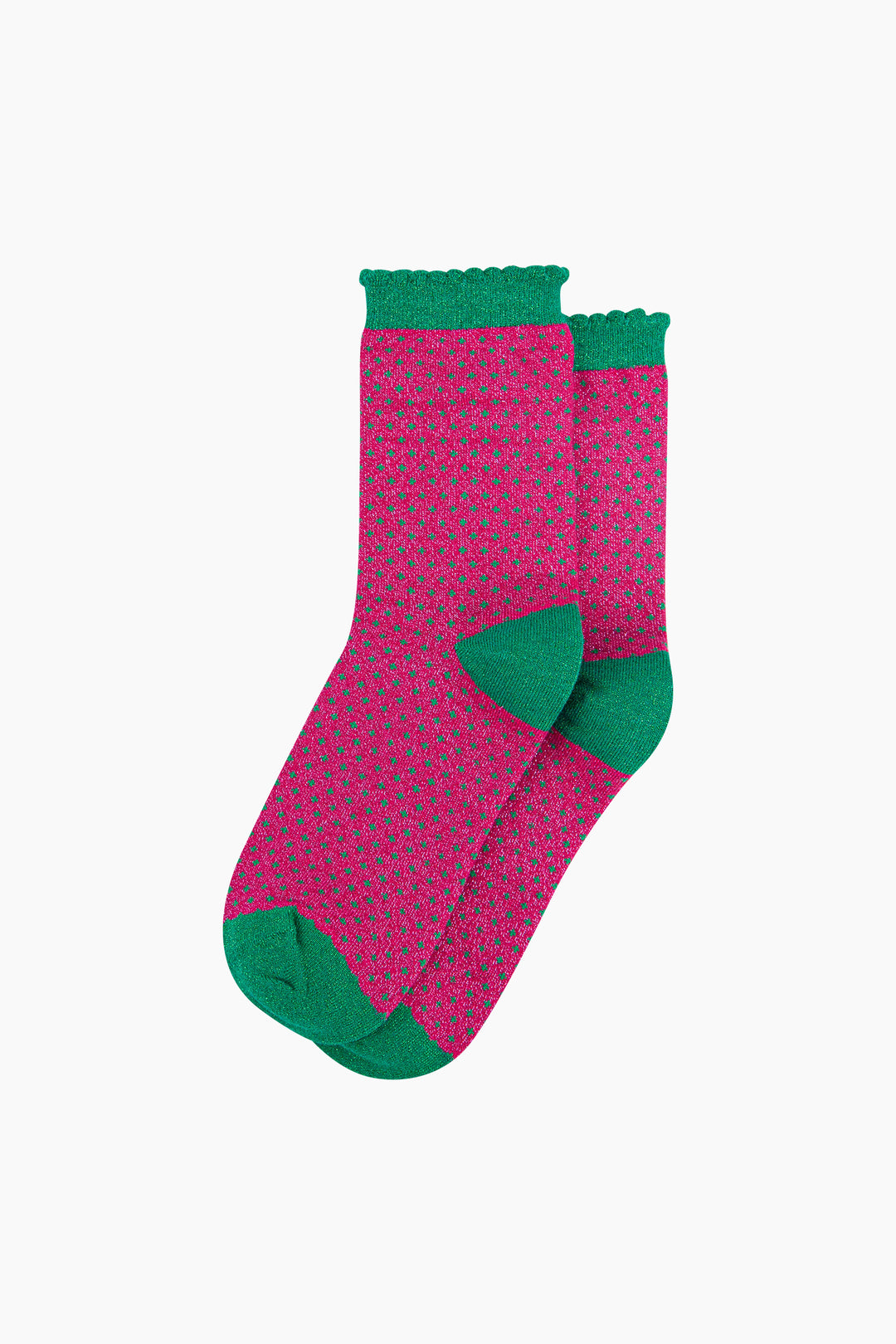 Polka-Dots-Combed-Cotton-Glitter-Socks-in-Hot-Pink-flat-lay