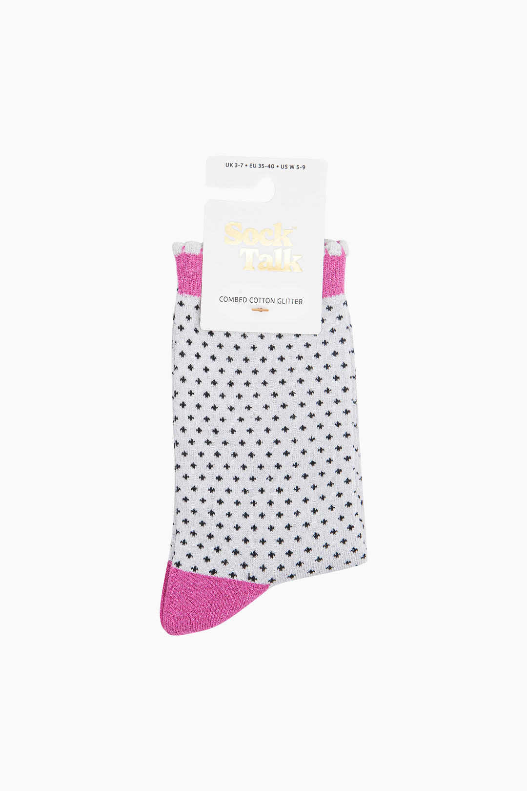 Polka-Dots-Combed-Cotton-Glitter-Socks-in-Light-grey-in-packaging