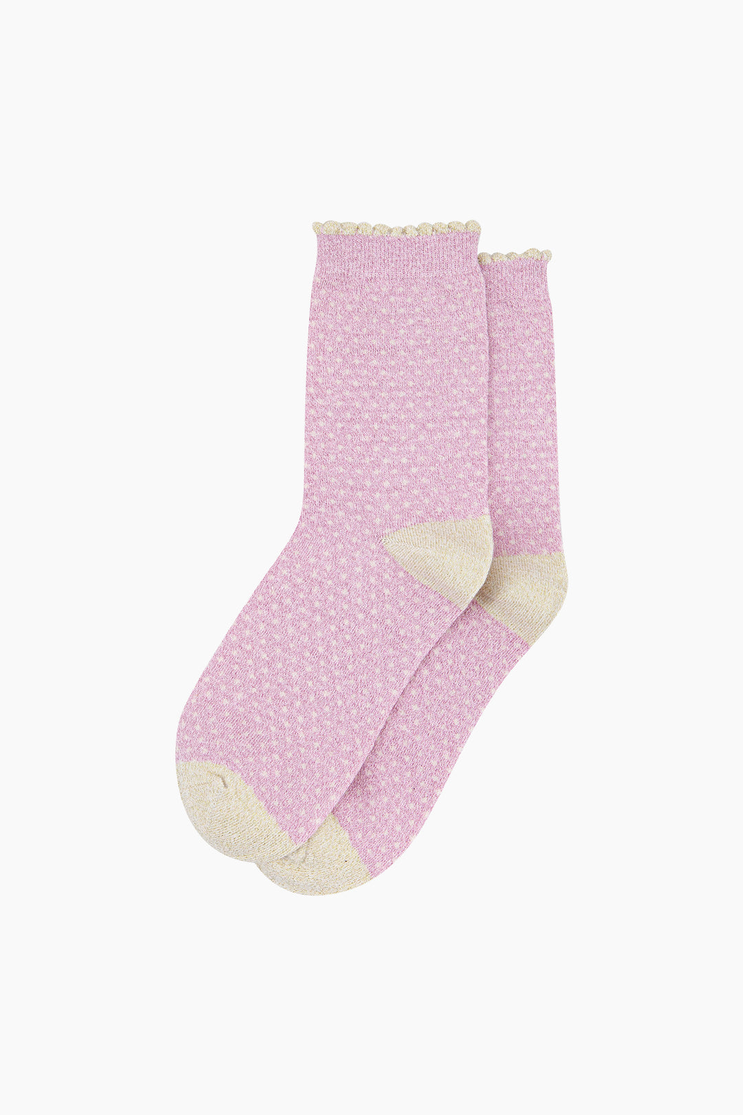 Polka Dots Combed Cotton Glitter Socks in Light Pink