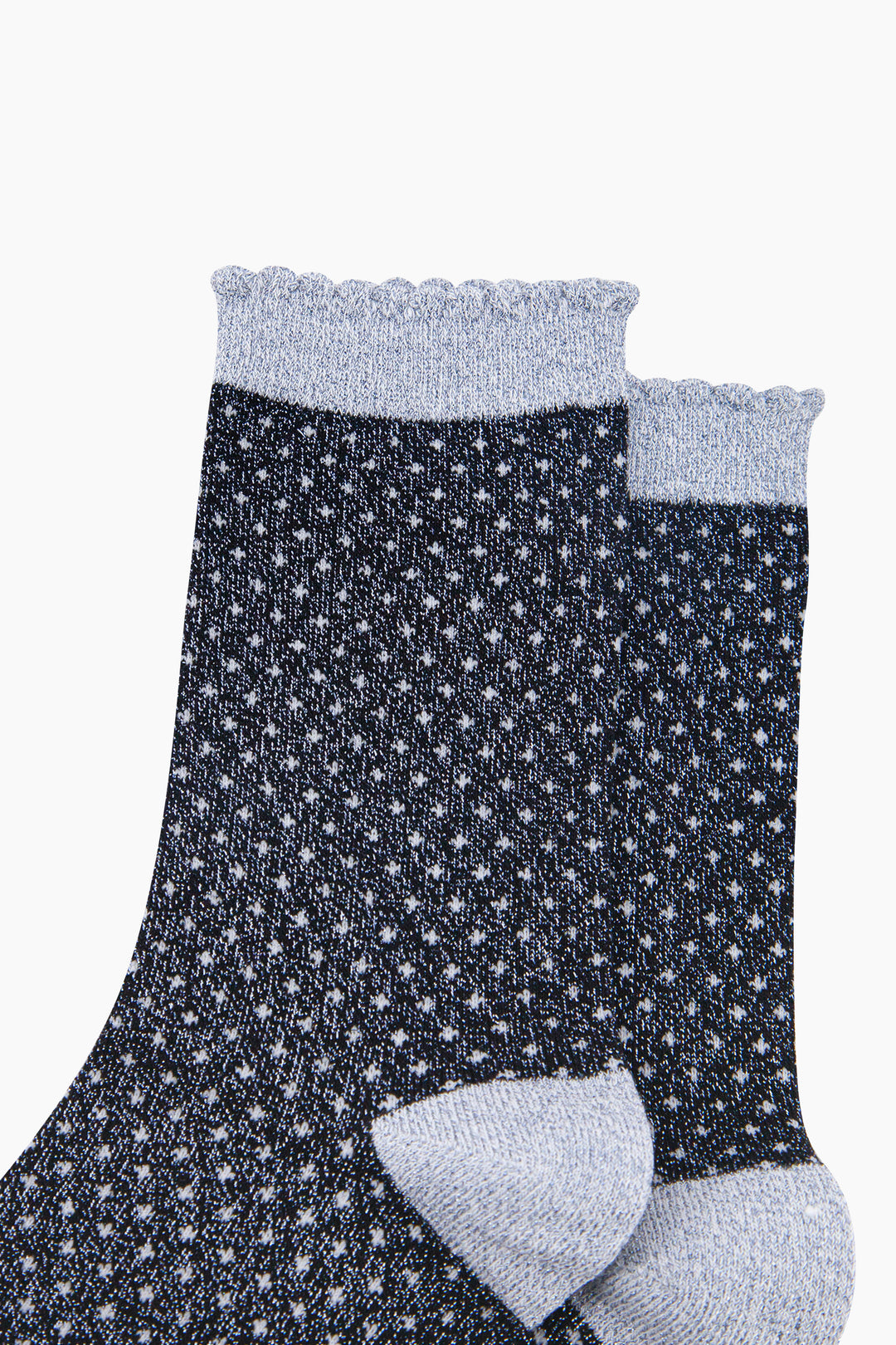 Polka-Dots-Combed-Cotton-Glitter-Socks-in-Navy-Blue-close-up