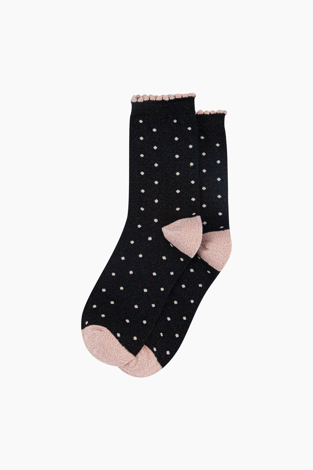 Small-Spots-Combed-Cotton-Glitter-Socks-in-Black-Gold-flat-lay