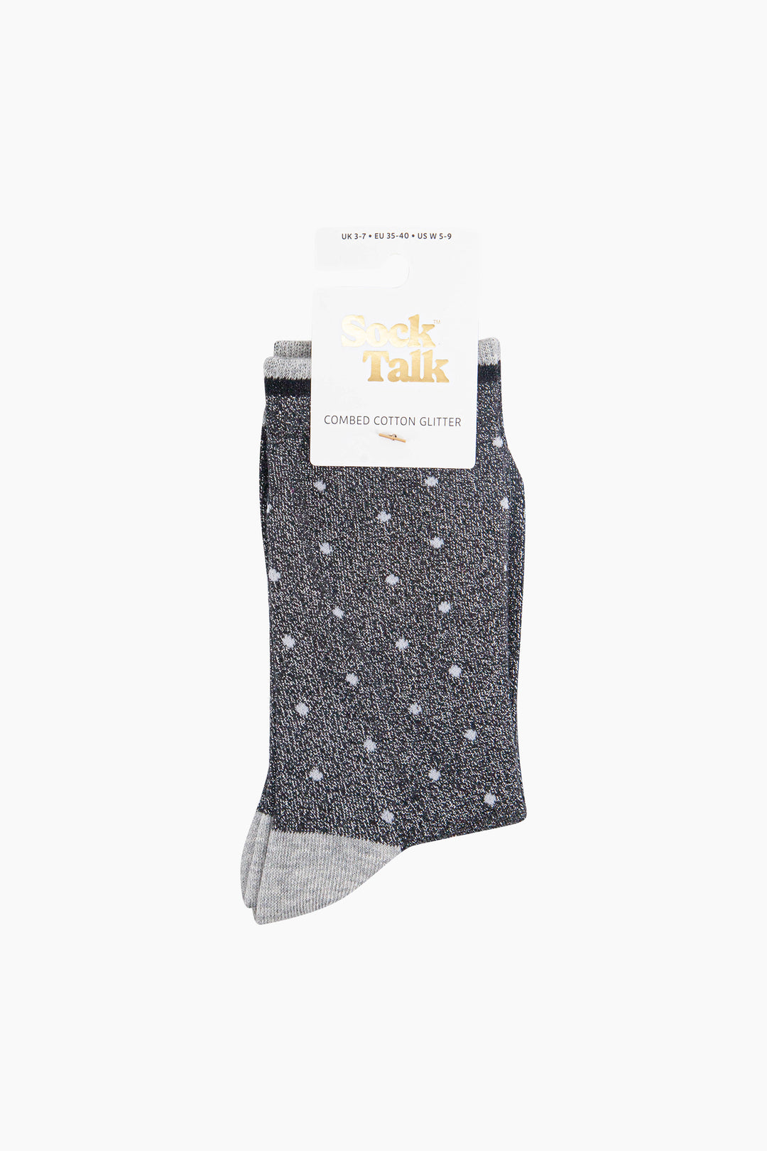Small-Spots-Combed-Cotton-Glitter-Socks-in-Dark-Grey-in-packaging