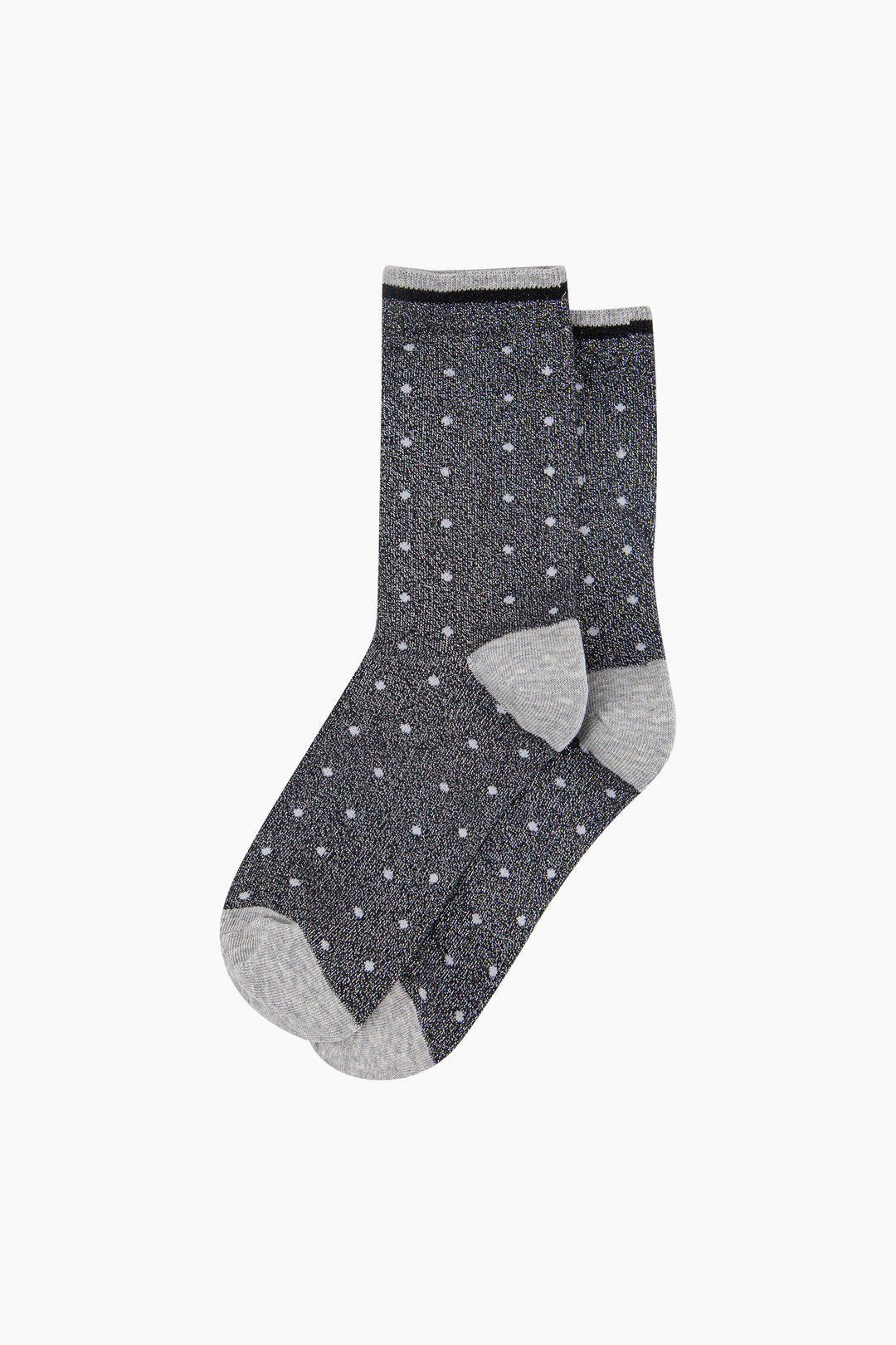 Small-Spots-Combed-Cotton-Glitter-Socks-in-Dark-Grey-flat-lay