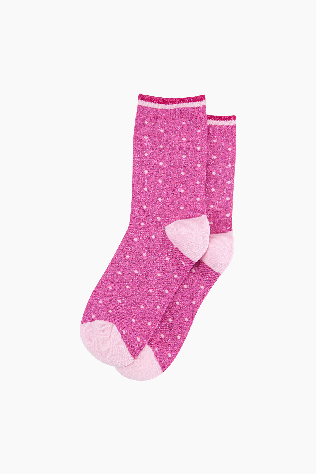 Small-Spots-Combed-Cotton-Glitter-Socks-in-Hot-Pink-flat-lay