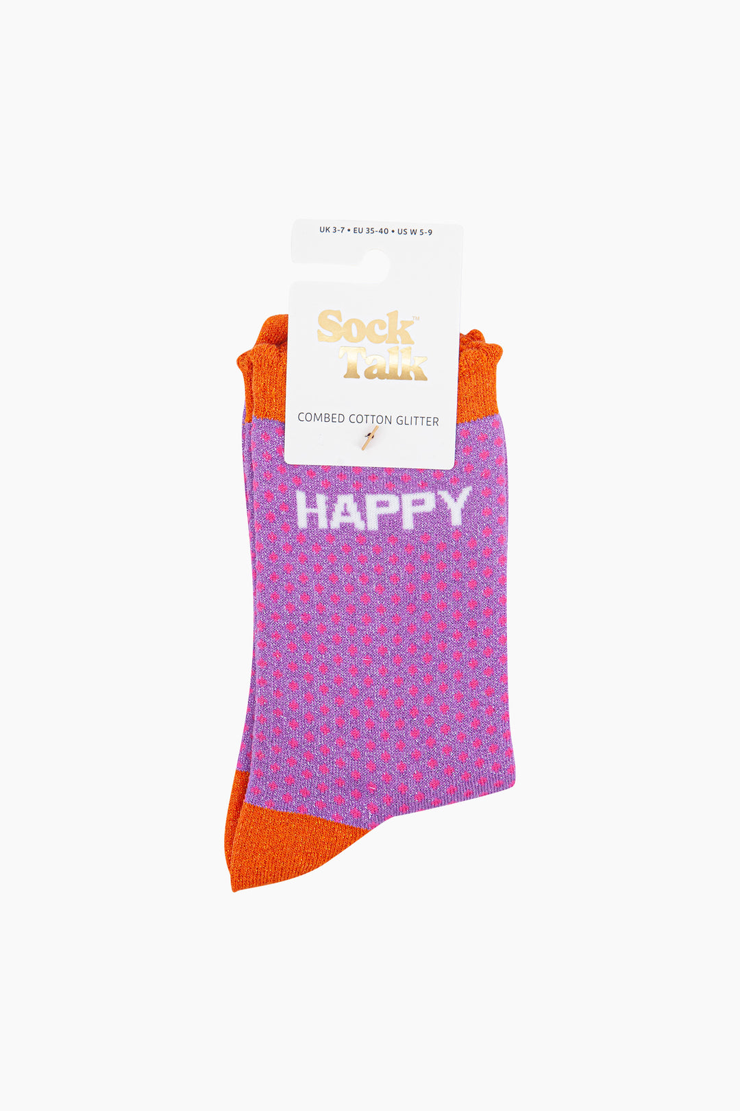 Happy-Spotted-Combed-Cotton-Glitter-Socks-in-Lilac-mannequin-in-packaging
