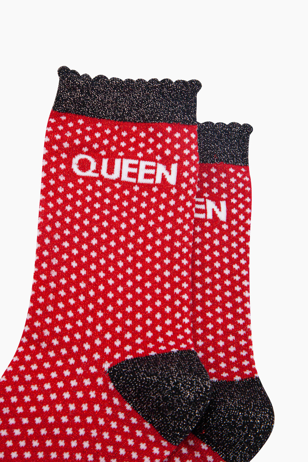 Queen-Spotted-Combed-Cotton-Glitter-Socks-in-Red-close-up