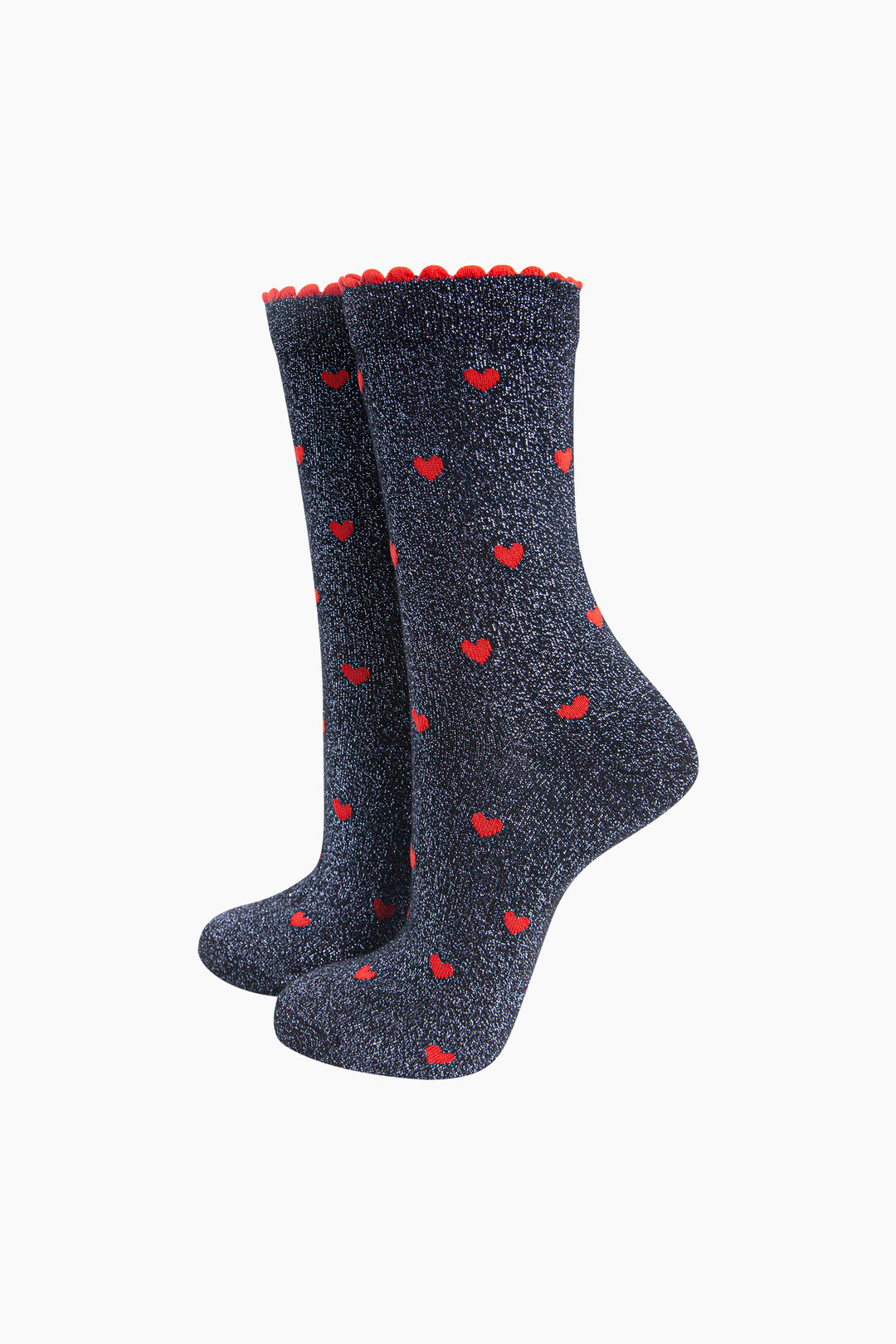 Love-Hearts-Combed-Cotton-Glitter-Socks-in-Navy-Blue-Red-mannequin