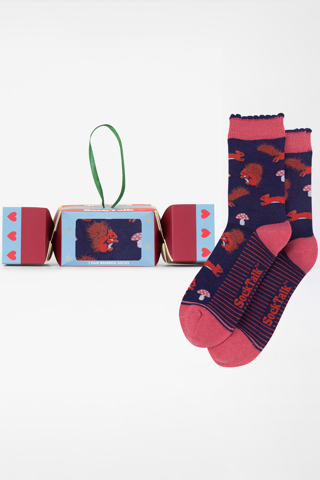 Squirrel-Fluffy-Bamboo-Crew-Socks-Christmas-Cracker-Gift-Box-in-Navy-Blue
