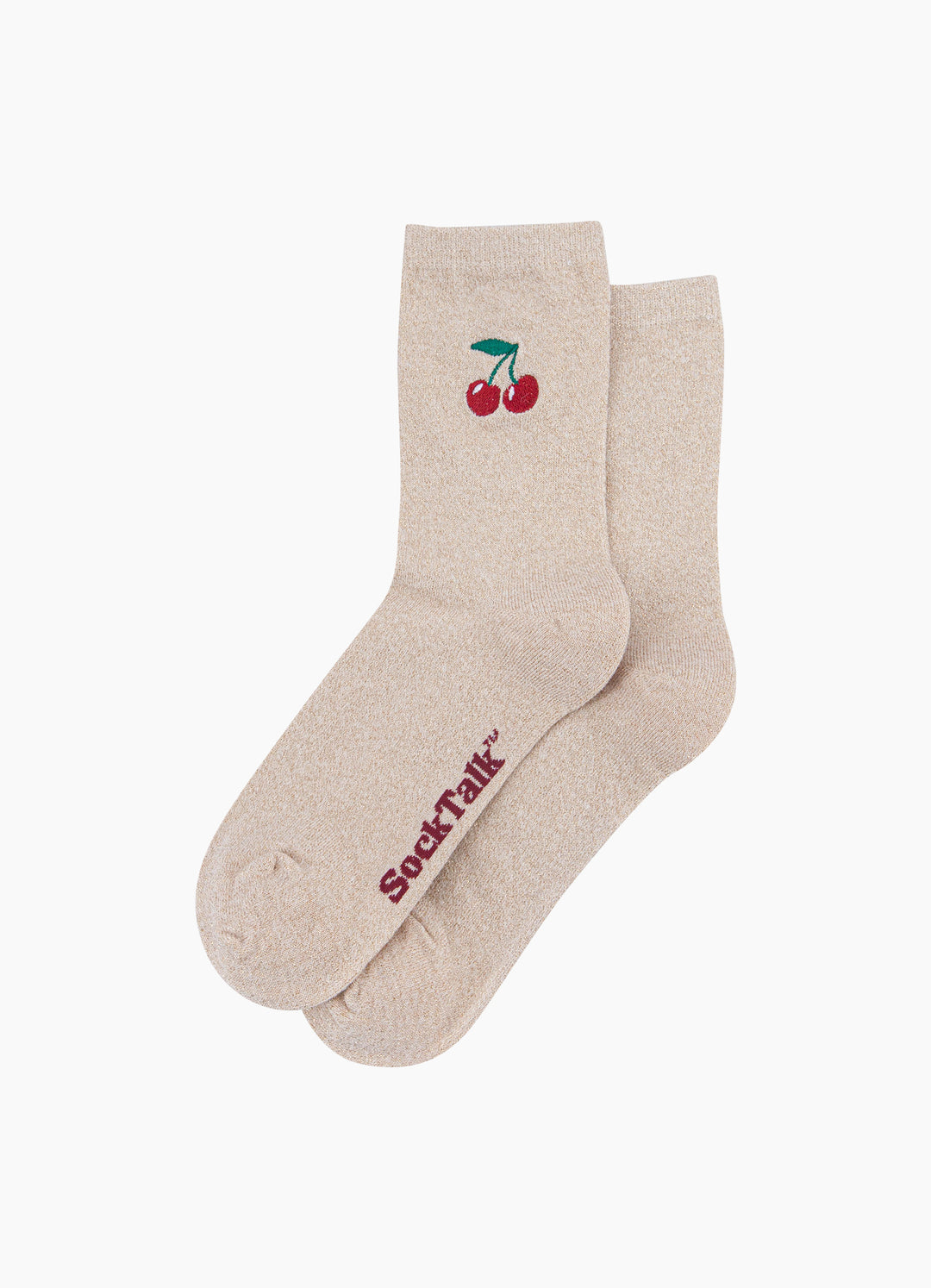 Cherry-Combed-Cotton-Glitter-Embroidered-Socks-in-Cream-Laid-Flat