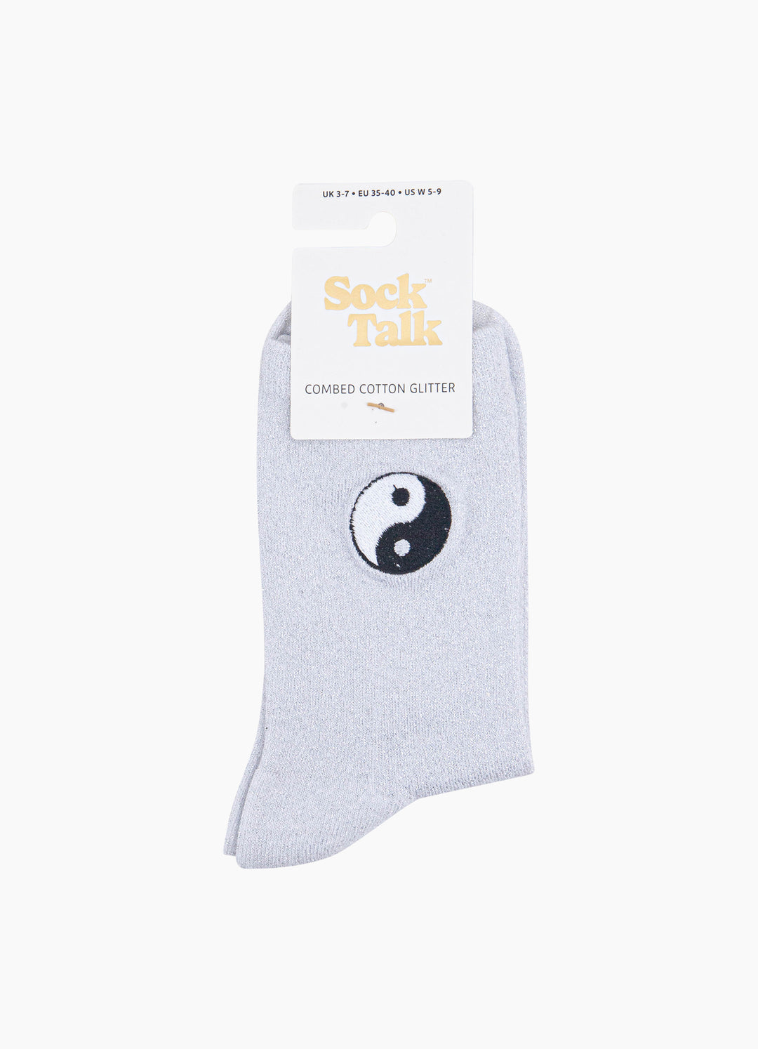 Yin-Yang-Combed-Cotton-Glitter-Embroidered-Socks-in-White-In-Packaging