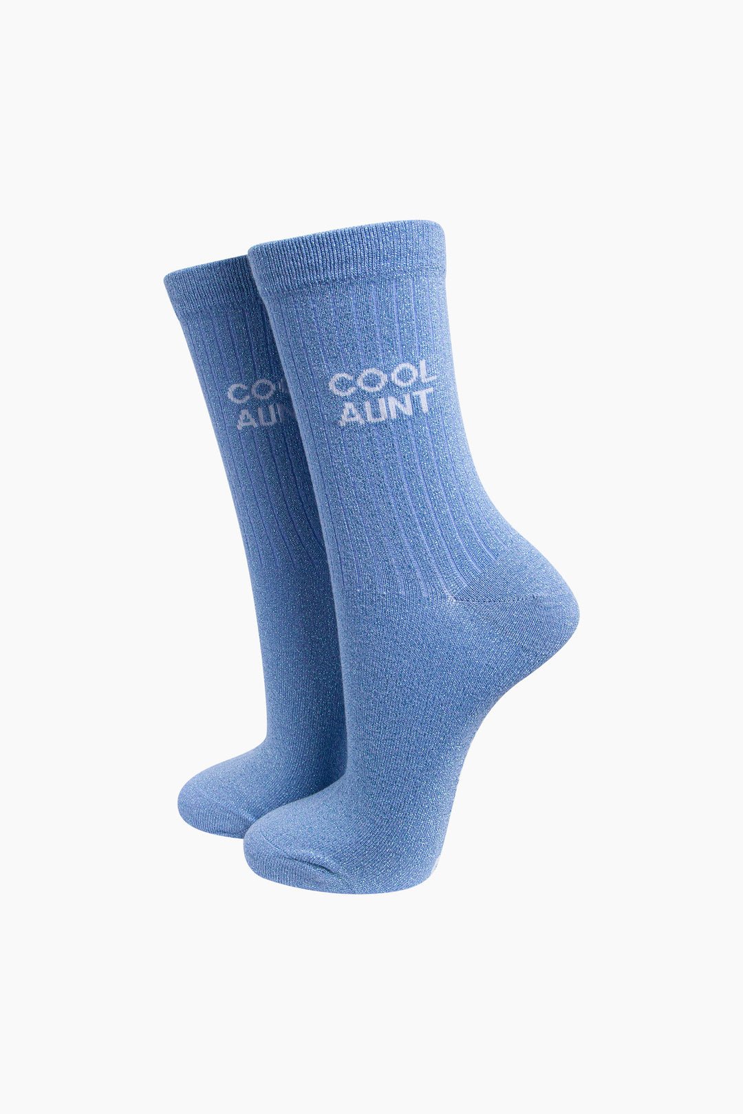 Cool Aunt Combed Cotton Glitter Socks in Light Blue