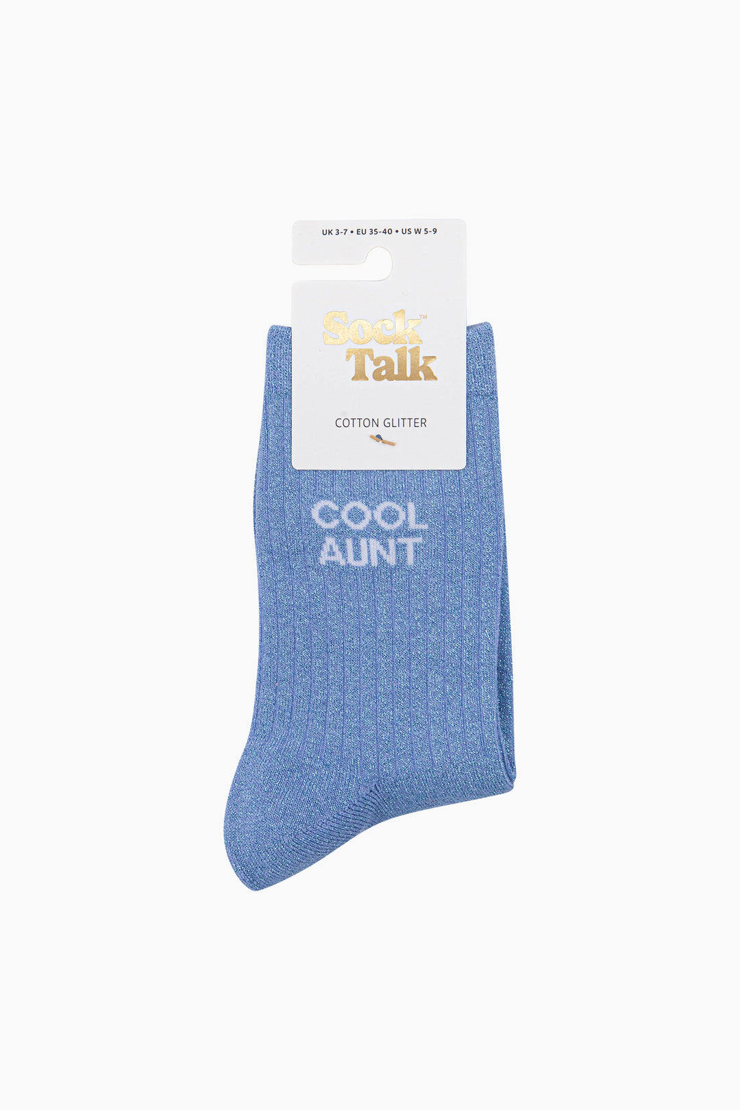 Cool-Aunt-Combed-Cotton-Glitter-Socks-in-Light-Blue-In-Packaging