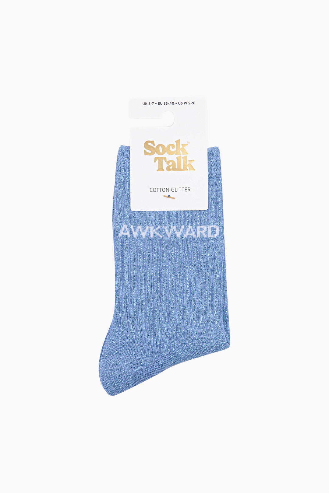 Awkward-Combed-Cotton-Glitter-Socks-in-Light-Blue-In-Packaging