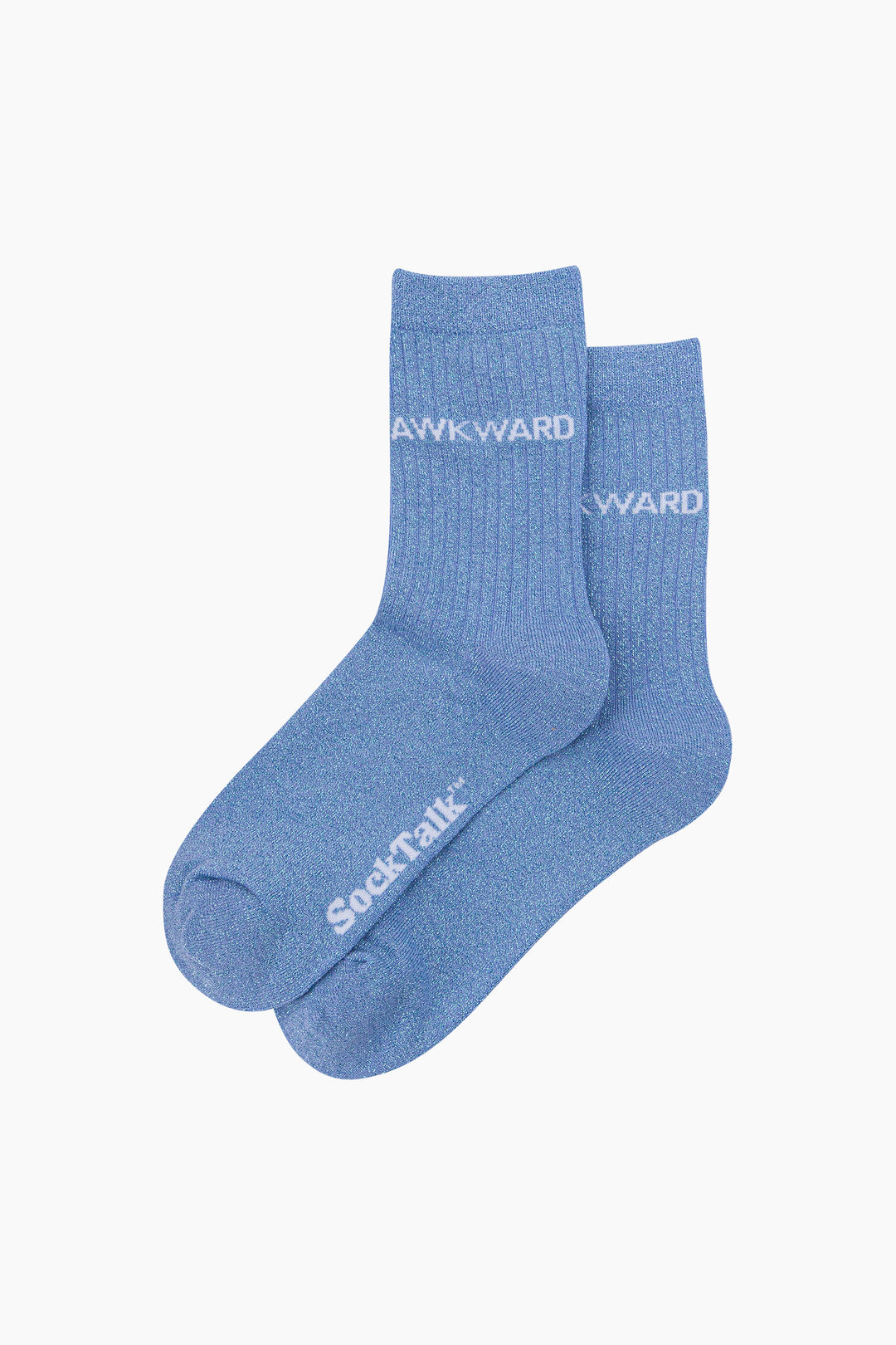 Awkward-Combed-Cotton-Glitter-Socks-in-Light-Blue-Laid-Flat