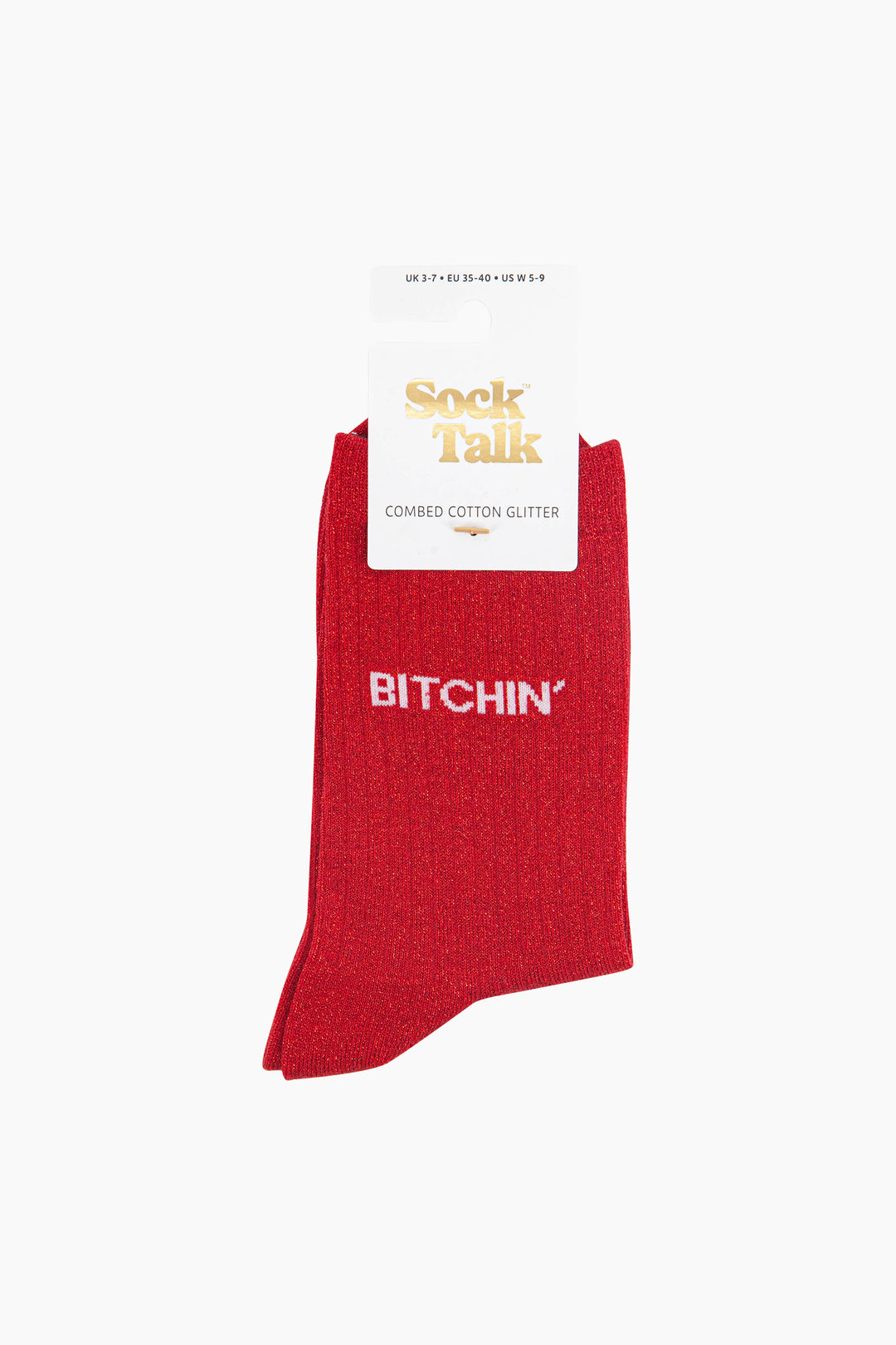 Bitchin Combed Cotton Glitter Socks in Red