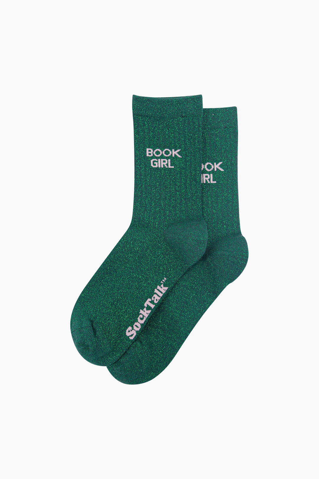 Book-Girl-Combed-Cotton-Glitter-Socks-in-Green-Laid-Flat