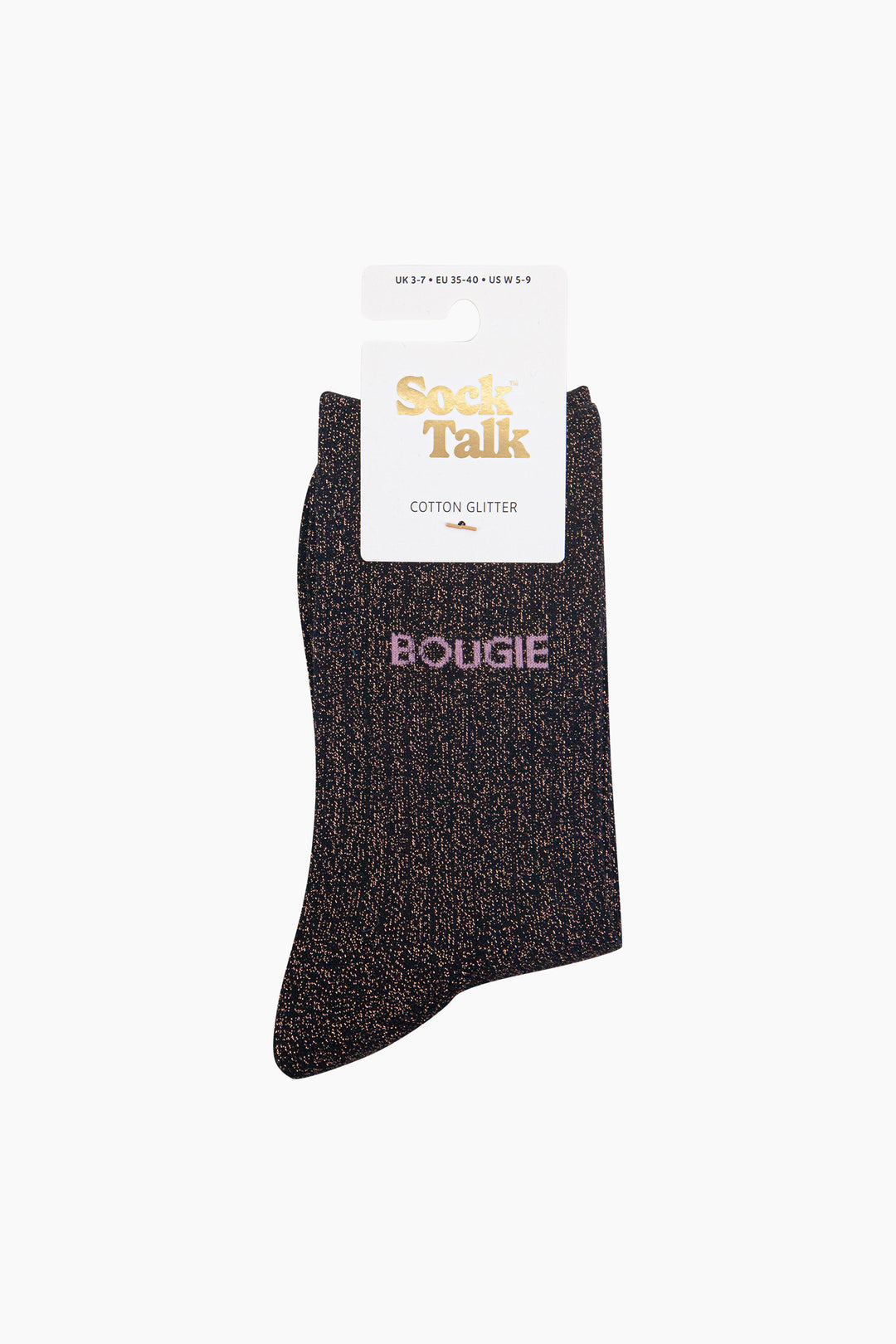 Bougie-Combed-Cotton-Glitter-Socks-in-Black/Brown-In-Packaging