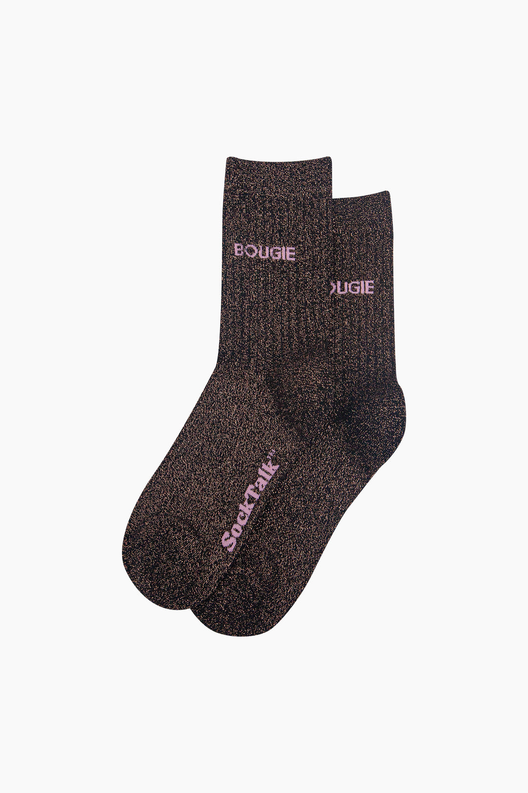 Bougie-Combed-Cotton-Glitter-Socks-in-Black/Brown-Laid-Flat