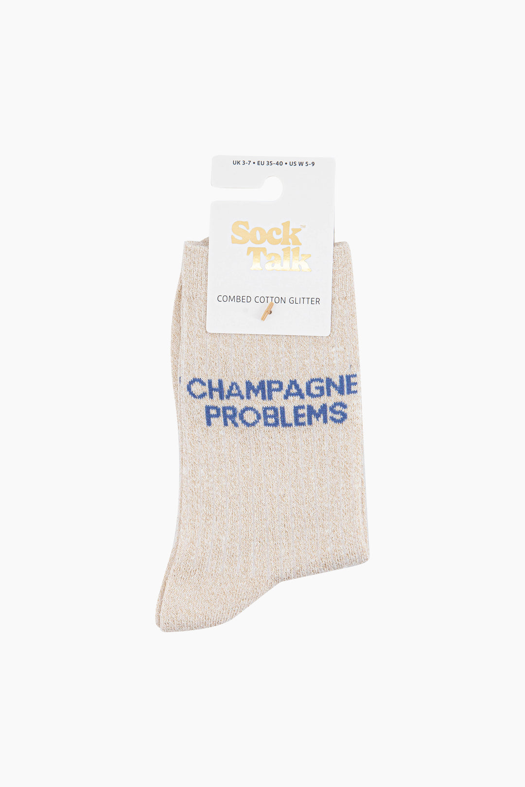 Champagne Problems Combed Cotton Glitter Socks in Cream