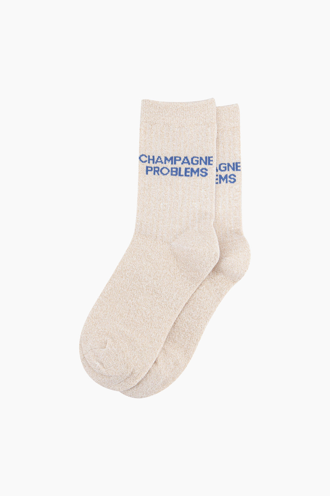 Champagne Problems Combed Cotton Glitter Socks in Cream