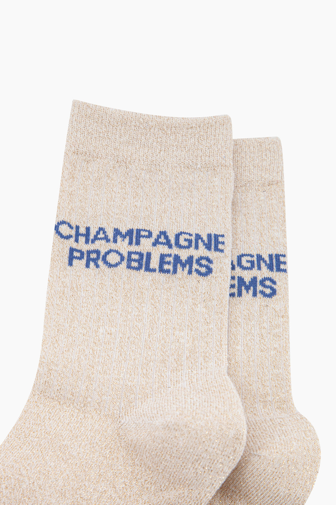 Champagne Problems Combed Cotton Glitter Socks in Cream