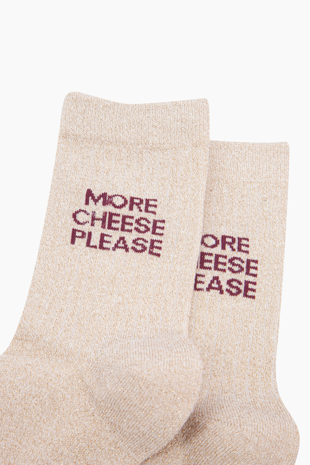 More-Cheese-Please-Combed-Cotton-Glitter-Socks-in-Cream-Close-Up