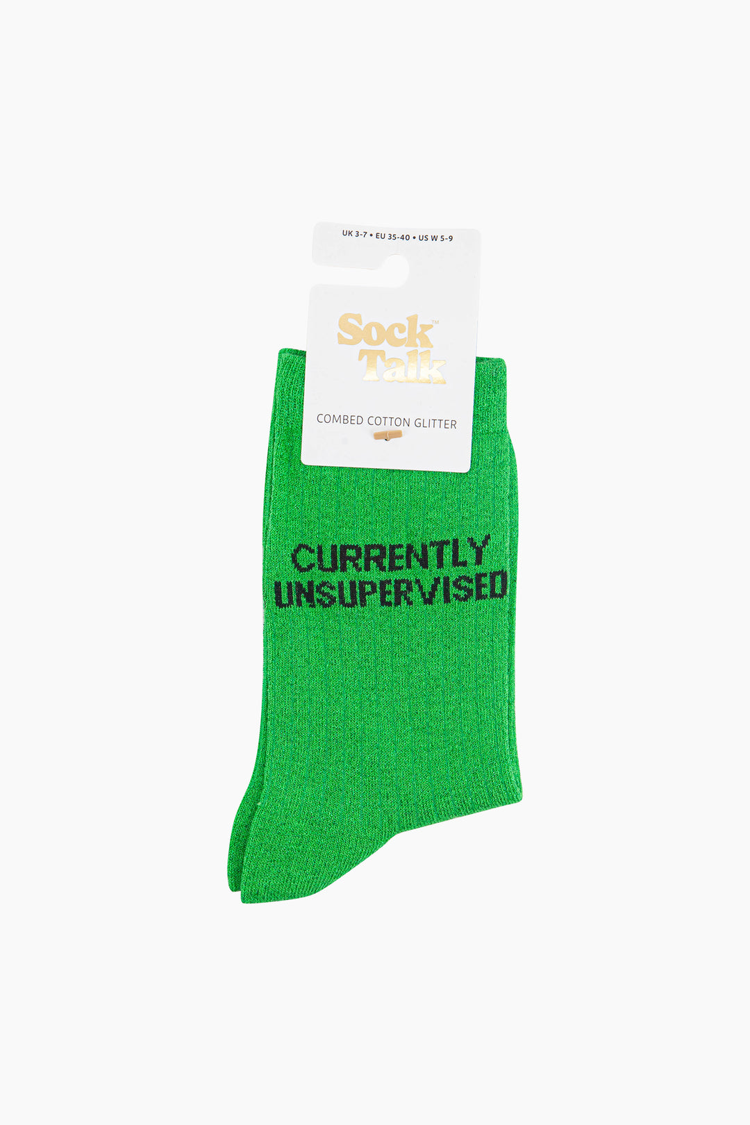 Currently Unsupervised Combed Cotton Glitter Socks in Lime