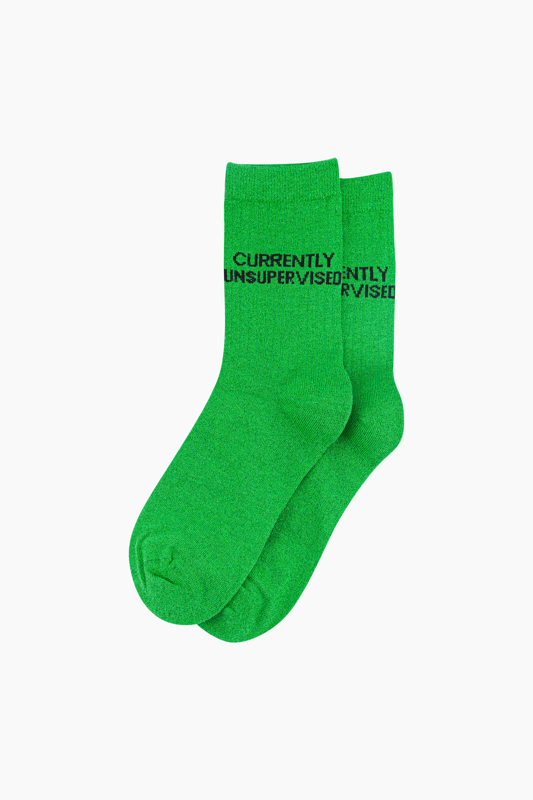 Currently Unsupervised Combed Cotton Glitter Socks in Lime