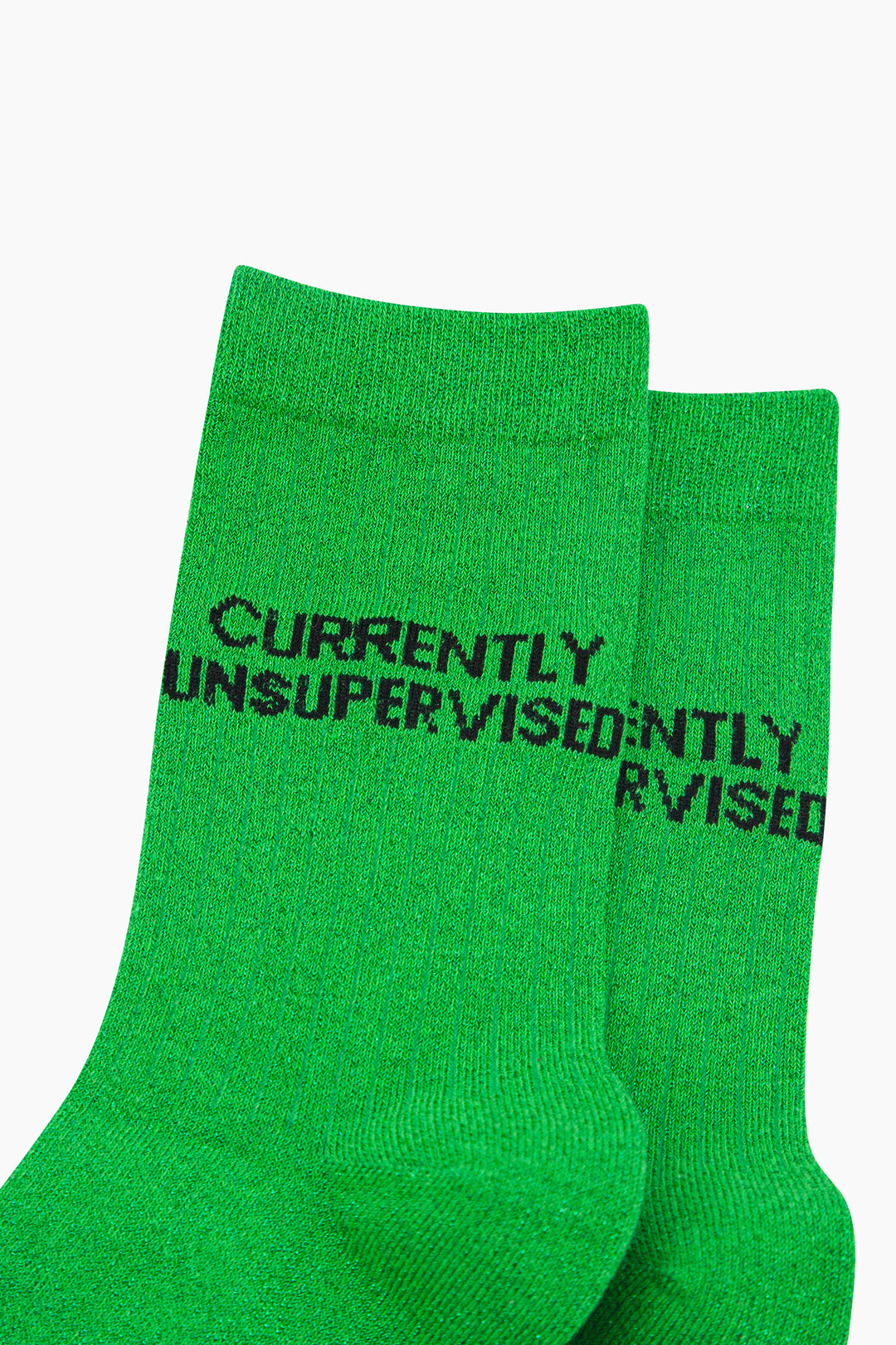 Currently Unsupervised Combed Cotton Glitter Socks in Lime