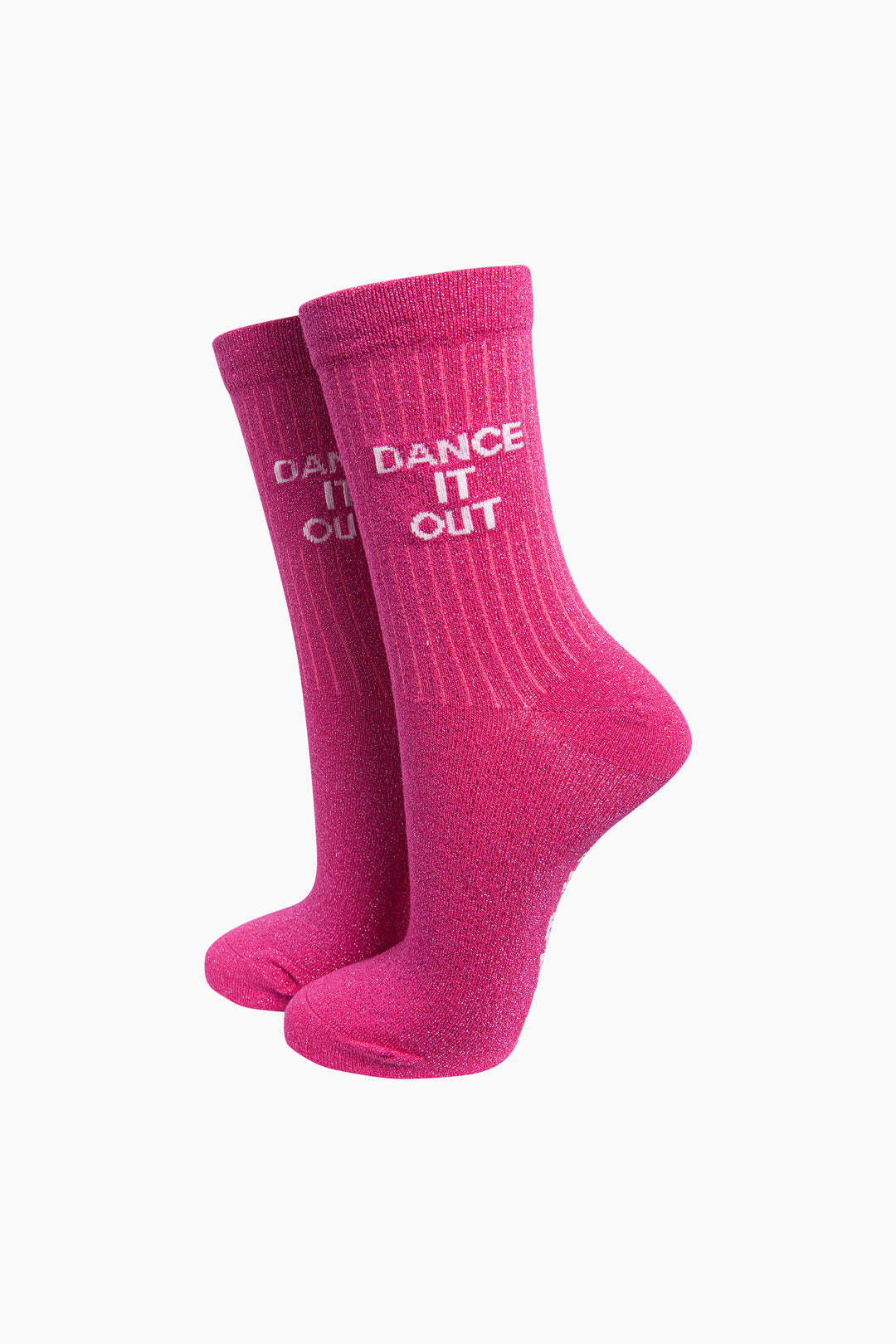 Dance it Out Combed Cotton Glitter Socks in Hot Pink