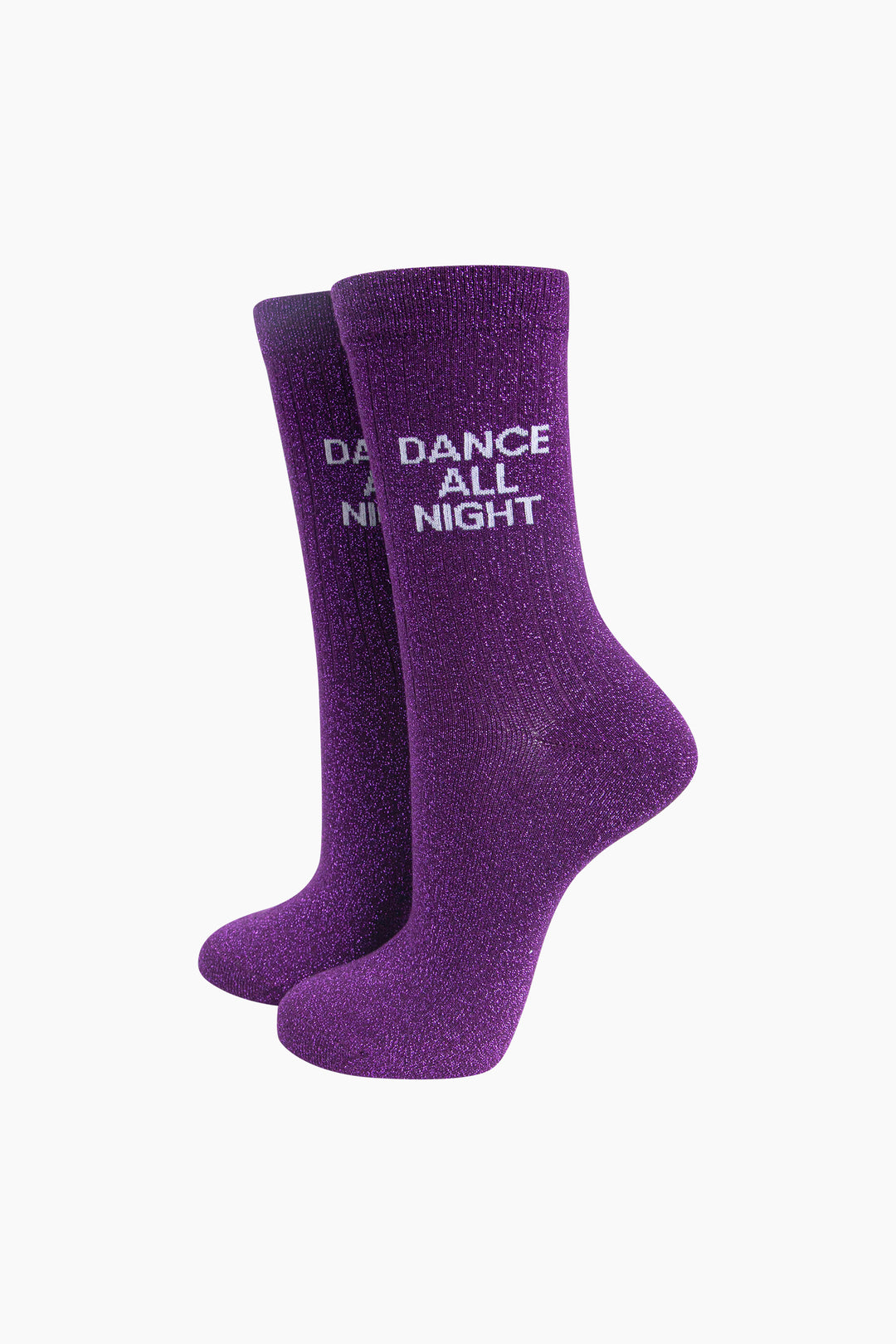 Dance All Night Combed Cotton Glitter Socks in Purple