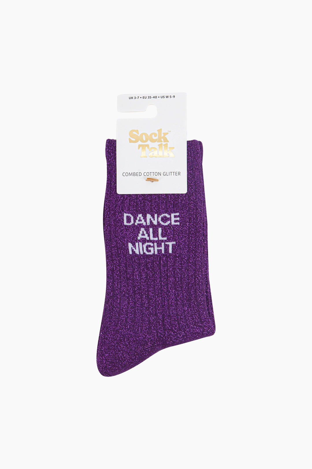 Dance All Night Combed Cotton Glitter Socks in Purple