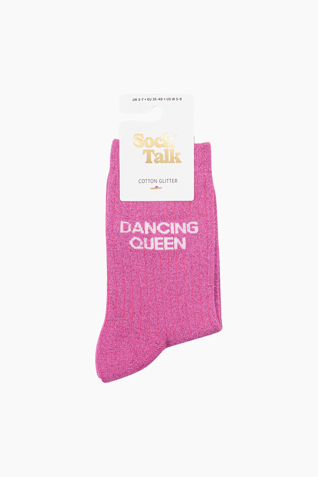 Dancing-Queen-Combed-Cotton-Glitter-Socks-in-Hot-Pink-In-Packaging