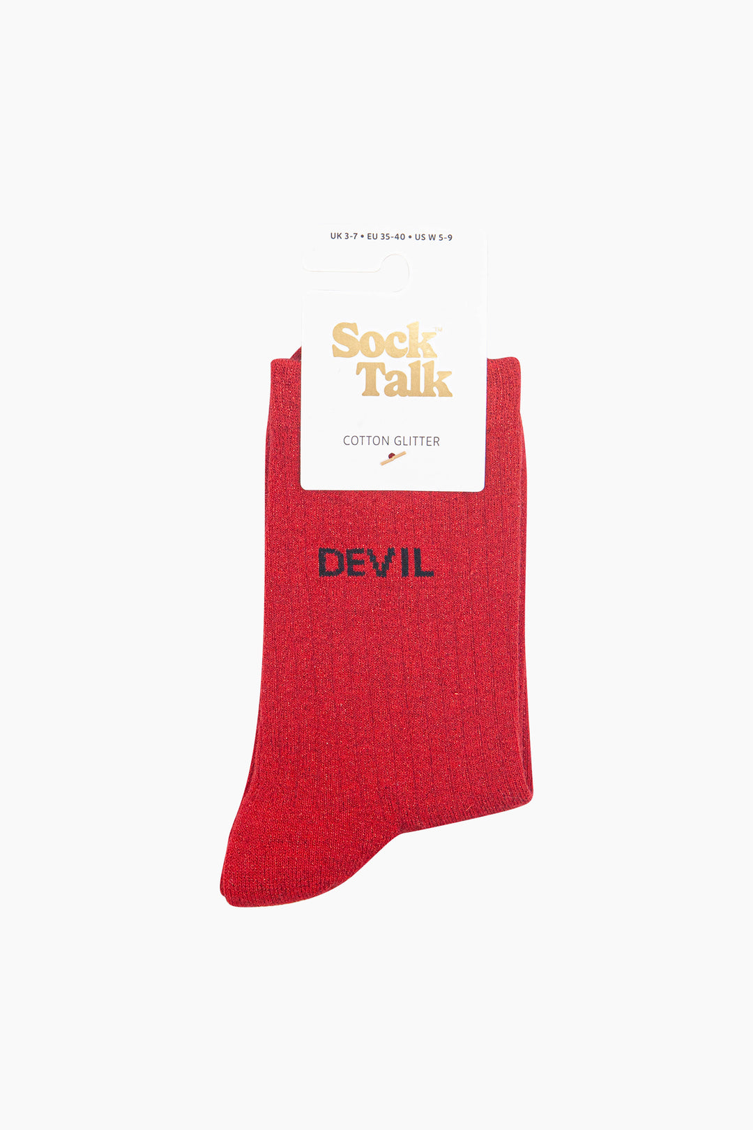 Devil-Combed-Cotton-Glitter-Socks-in-Red-In-Packaging