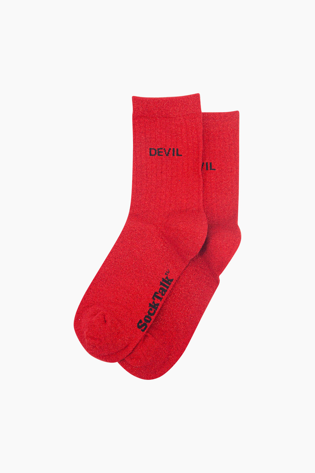 Devil-Combed-Cotton-Glitter-Socks-in-Red-Laid-Flat