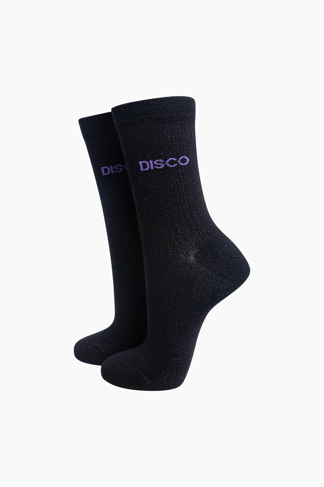 Disco Combed Cotton Glitter Socks in Black
