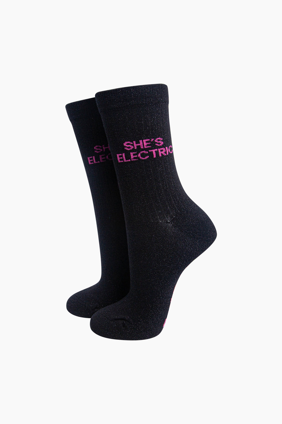 She's Electric Combed Cotton Glitter Socks in Black