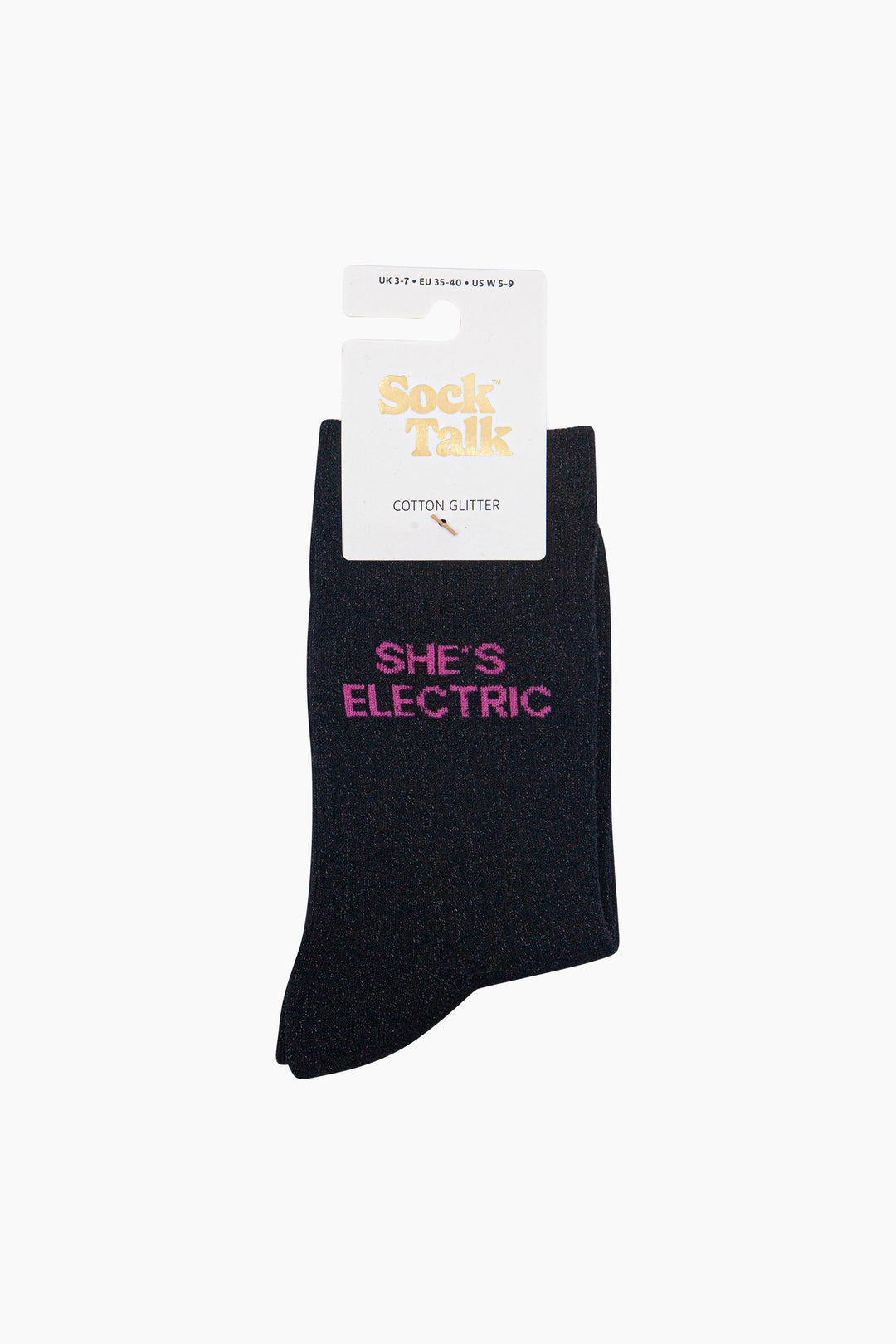 She's-Electric-Combed-Cotton-Glitter-Socks-in-Black-In-Packaging