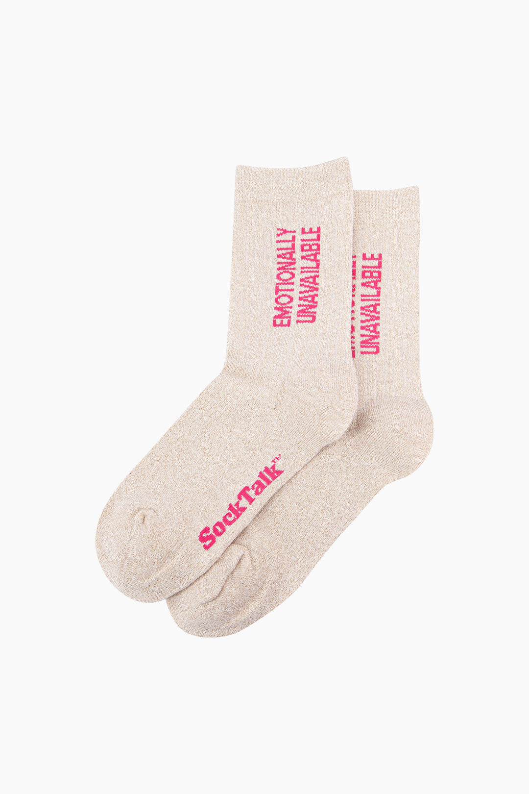 Emotionally-Unavailable-Combed-Cotton-Glitter-Socks-in-Cream-Laid-Flat